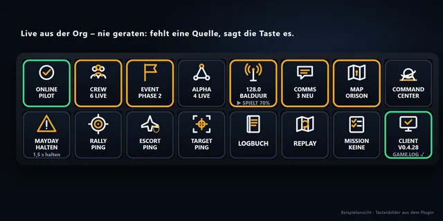BalduursGATE Live · COMMS – Live keys from the org – crew, event, radio, COMMS with unread count, map, pings