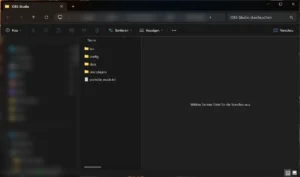 Entpackter OBS-Ordner mit den Unterordnern bin, config, data, obs-plugins und der Datei portable_mode.txt
