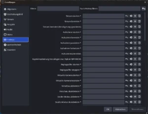 Einstellungen Hotkeys mit Einträgen für Aufnahme und Replaypuffer