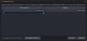 Dialog Aufnahmen remuxen mit einer MKV-Datei und der Zieldatei MP4