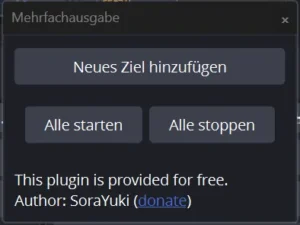 Leeres Dock Mehrfachausgabe mit Neues Ziel hinzufügen, Alle starten und Alle stoppen