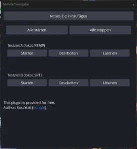 Dock Mehrfachausgabe mit zwei Testzielen