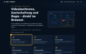 Startseite von OMC | CONNECT, die Kachel „Raum erstellen“ ist markiert
