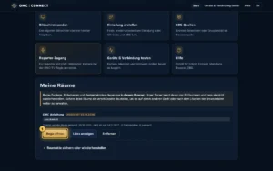 Bereich „Meine Räume“ mit dem gespeicherten Raum und dem Knopf „Regie öffnen“
