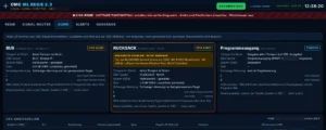 Reiter Audio der Regie mit Tonspuren je Box, Programmausgang und Tabelle der Audioquellen mit Mute und Lautstärke