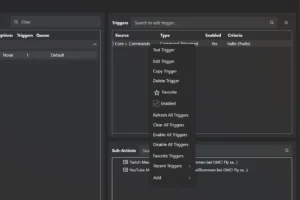 Kontextmenü eines Triggers mit Test Trigger