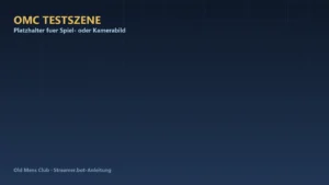 OBS-Programmbild mit OMC-Testszene und eingeblendeter Karte OMC Raid-Alarm, Raider bringt 42 Leute mit