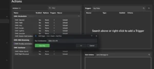 Dialog Add Trigger Core Inputs Key Press mit Tastenkombination Shift+Ctrl+F9