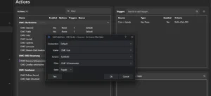 Sub-Action Set Source Filter State, Quelle Spielbild, Filter OMC Schwarzweiss, State Toggle